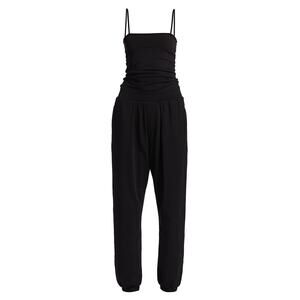 Atm Anthony Thomas Melillo 'Ruched' Black Cotton-Blend Jogger-Style Jumpsuit